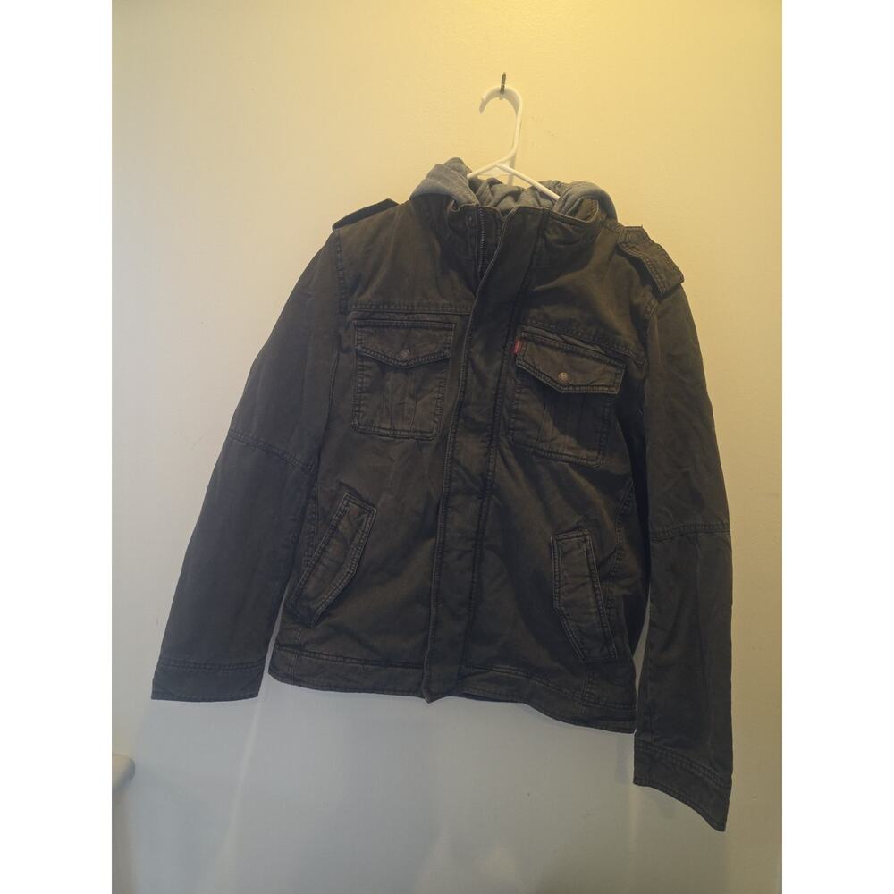 Levi Strauss & Co. Green/Gray Jean Hood Sherpa Lined Double Zip Men's Jacket M